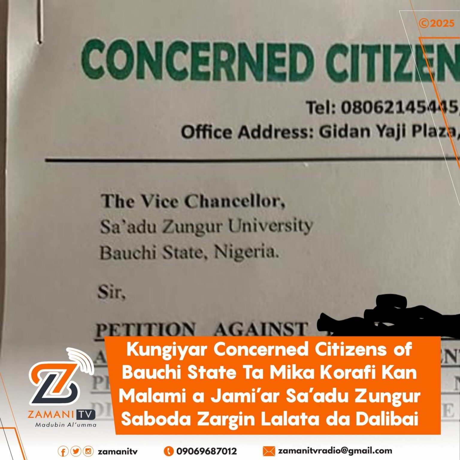 Kungiyar Concerned Citizens of Bauchi State Ta Mika Ƙorafi Kan Malami a Jami’ar Sa’adu Zungur Saboda Zargin Lalata da Dalibai